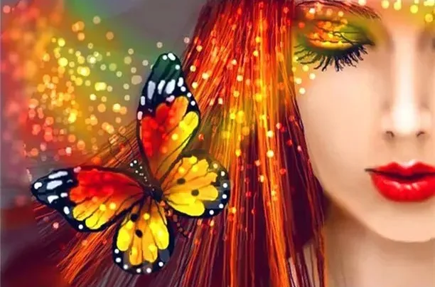 Colorful Butterfly Girl 50*40CM(Canvas) AB Round Drill Diamond Painting gbfke