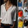 Gioiacombo™ Camicia in chiffon con bottoni scollo a V