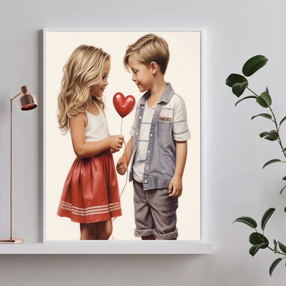 Diamond Painting - Full Round Drill - Kid Sweet Couple(Canvas|30*40cm)