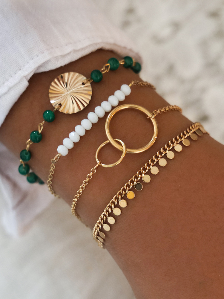 Comstylish 4-piece Simple Beaded Bracelet