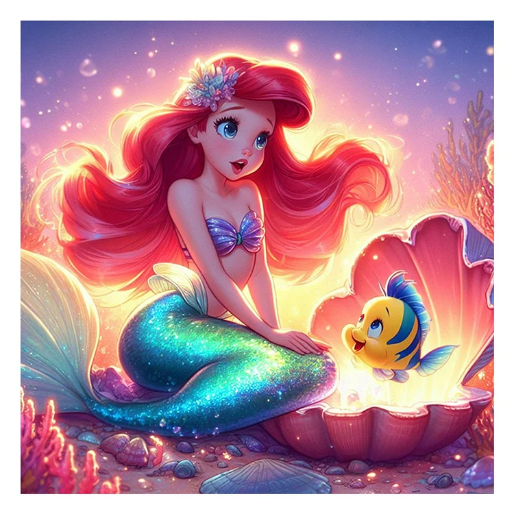 Disney Princess Mermaid 40*40CM(Canvas) Full Round Diamond Painting gbfke