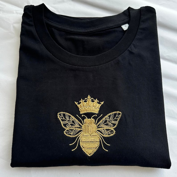Comstylish Embroidered Queen Bee Casual Cozy Sweatshirt