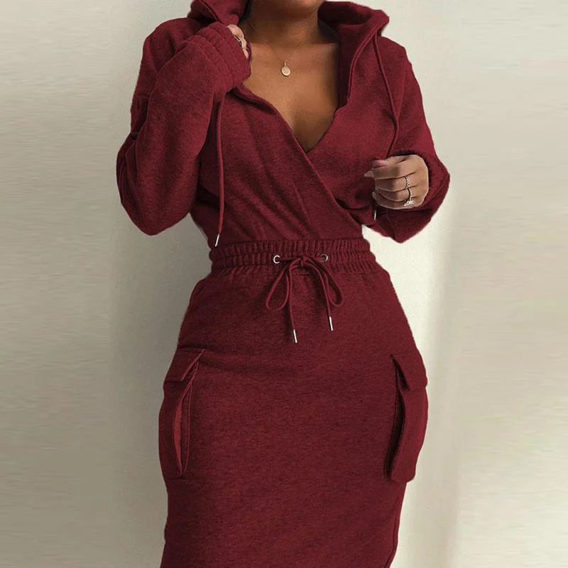 Pongl Pongl Women's Wear Early Spring 2024 New Temperament Elegant Solid Color Hooded Rope Top Slim Suit 661