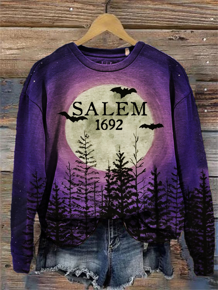 Salem 1692 Dark Forest Full Moon Night Sweatshirt wearshes