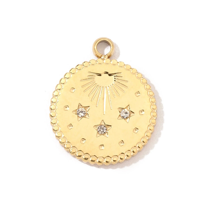 3 PCS/Package Titanium Steel Rhinestones Solid Color Jewelry Accessories Pendant