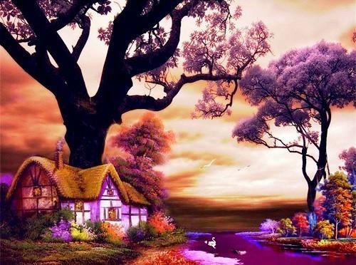 

House on Purple Country – Paint By Numbers - 40*50CM, 501 Original