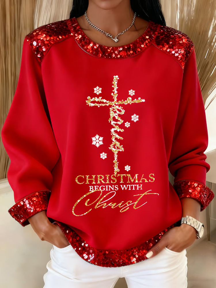 Women's Christmas Casual Patchwork Comfortable Sweatshirt wearshes