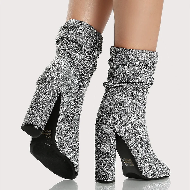 Silver block hotsell heel booties