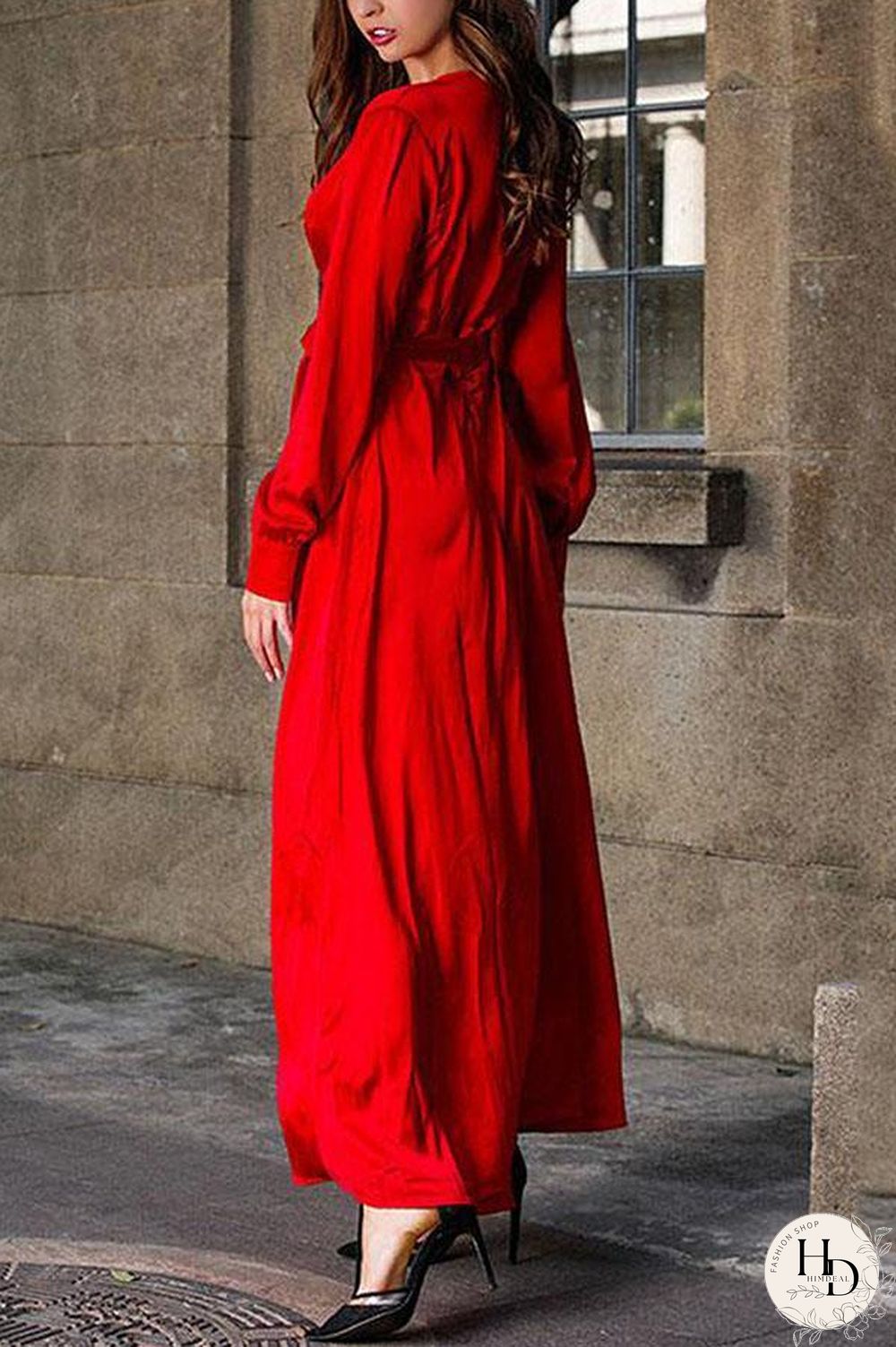 V-Neck Slit Design Sexy Maxi Dress P16338