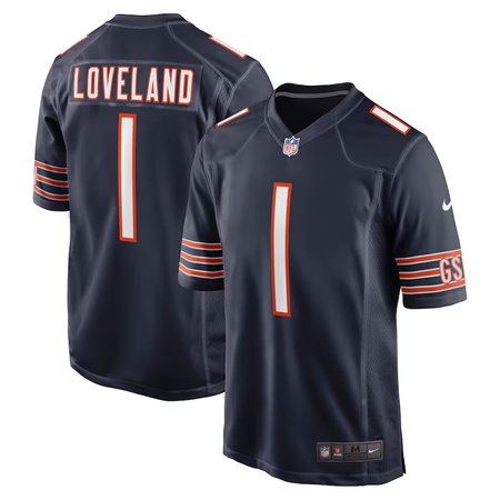 Youth Chicago Bears #1 Colston Loveland  Navy 2025 NFL Draft First Round Pick Game Jersey