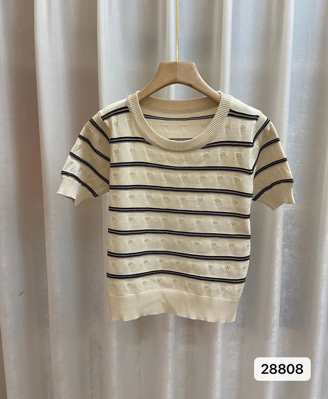 Uveng Uveng T-Shirt Knitted Loose Outer Wear Women's Summer New Ocean Gas Short-Term Age-Down Round-Neck Short-Sleeved Korean Version Of The Top