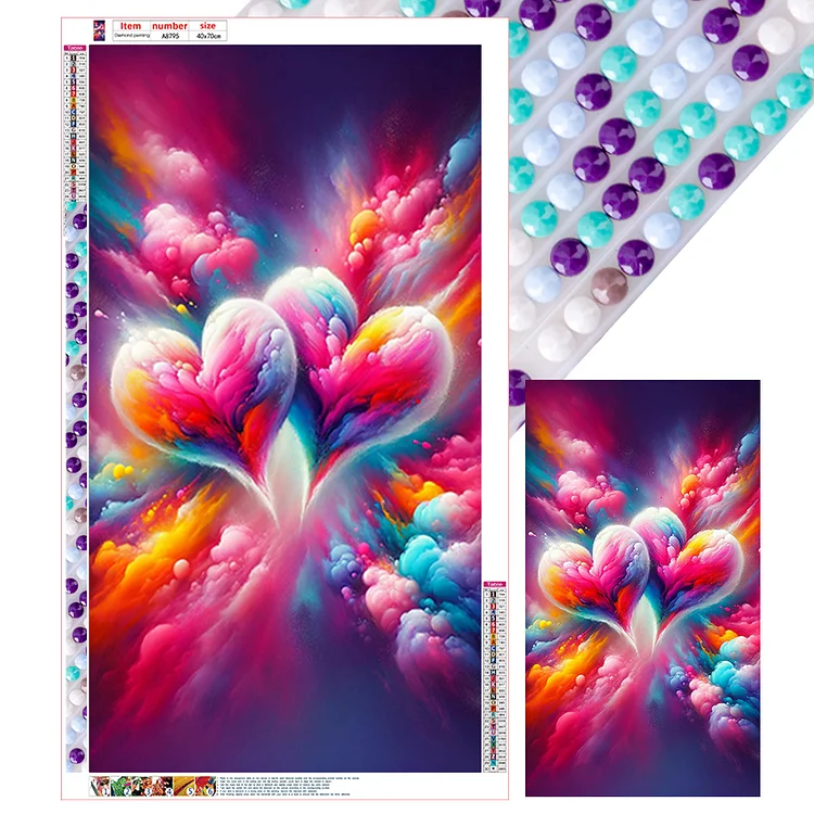 Two Hearts In Dreamy Clouds 40*70CM (Canvas) Full Round Drill Diamond Painting gbfke