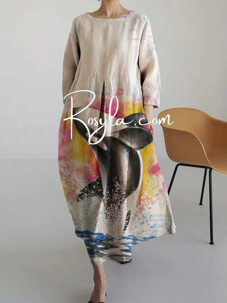 Women's Casual Whale Print Dress
