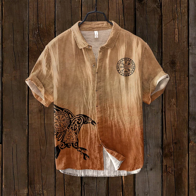 Men'S Viking Pattern Art Cotton And Linen Shirt