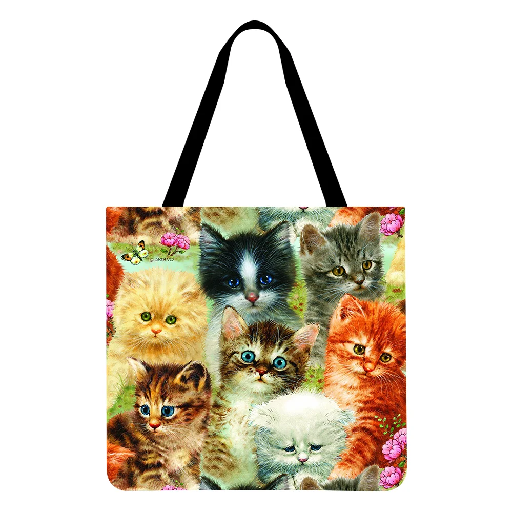 Linen Tote Bag-Cats