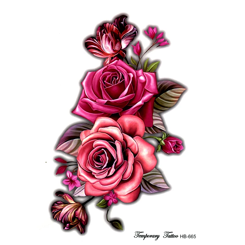 Sdrawing Rose Flower Waterproof Temporary Tattoos Women Temporary Tattoo Henna Tattoo Stickers Fake Tattoo Sleeves Tatoo Men