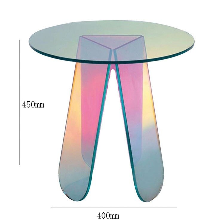 Nordic Transparent Acrylic Table Simple Mini Side Table Colorful Laser Round Coffee Table Bedroom Bedside Living Room Furniture