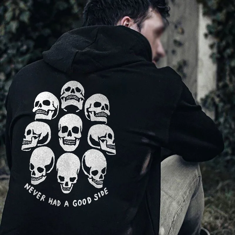 Never Had A Good Side Printed Casual Hoodie - Krazyskull