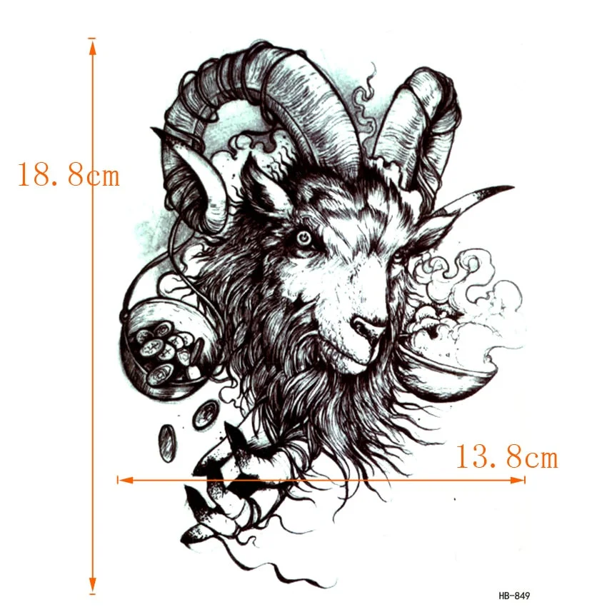Big Devil Baphomet Waterproof Temporary Tattoos Men Fake Tattoo Satan Body Tatoo Sleeve Art Tattoo Tatuajes henna Tattoo