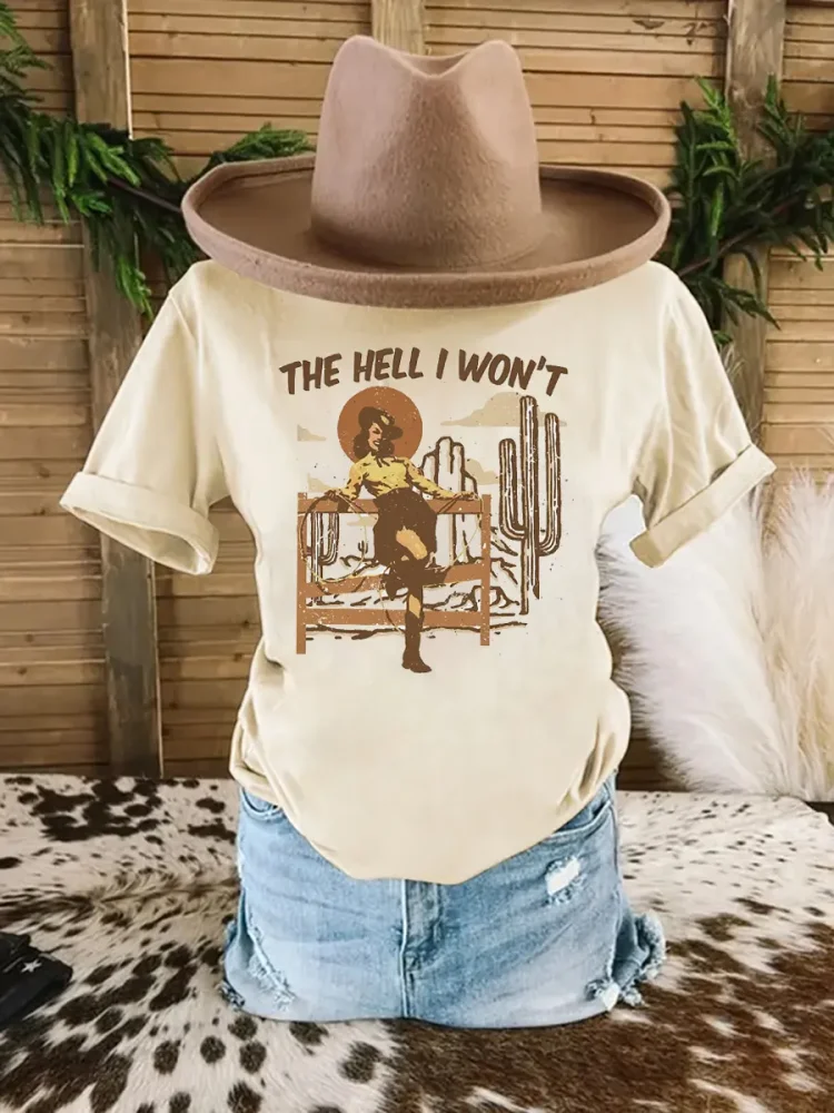 Retro Western Hell, I'm Not Fashionable Cowboy Girl T-shirt
