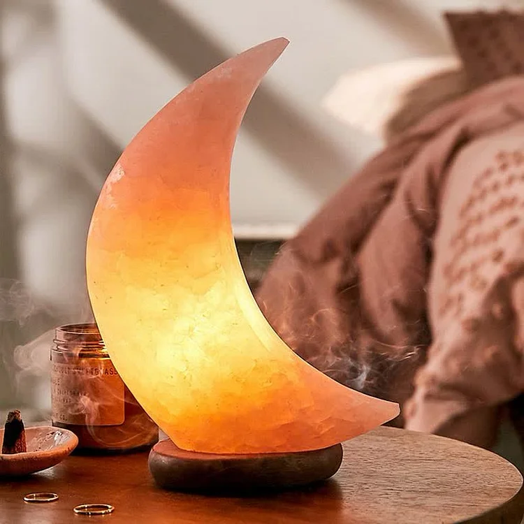 Crescent Moon Shape Himalayan Pink Salt Lamp-Monochromatic Warm Light