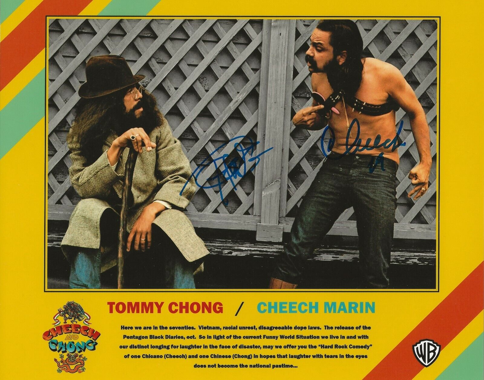 Cheech and Chong REAL hand SIGNED 8x10 Photo Poster painting #5 COA Cheech Marin Tommy Chong