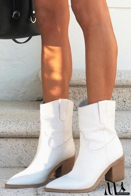 MidiSono - Pointed Toe Mid Heel Ankle Boots