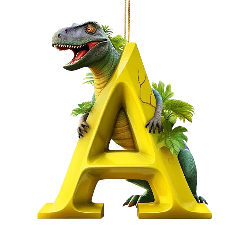 Acrylic Dinosaur Letter Shape Hanging Ornament for Christmas Tree Car 2D Flat