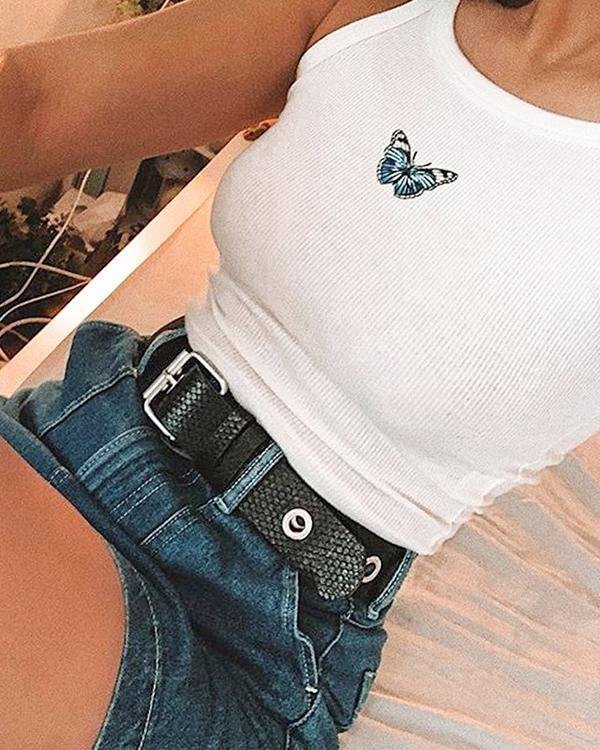 Cute Butterfly Printing Cotton Tank Tops