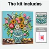 Framed Sunflower Blue Vase -  DIY Button Art Painting Kit for Creativity DIY Pearl Dot Crafts for Gift Home Wall Decor 30*30CM