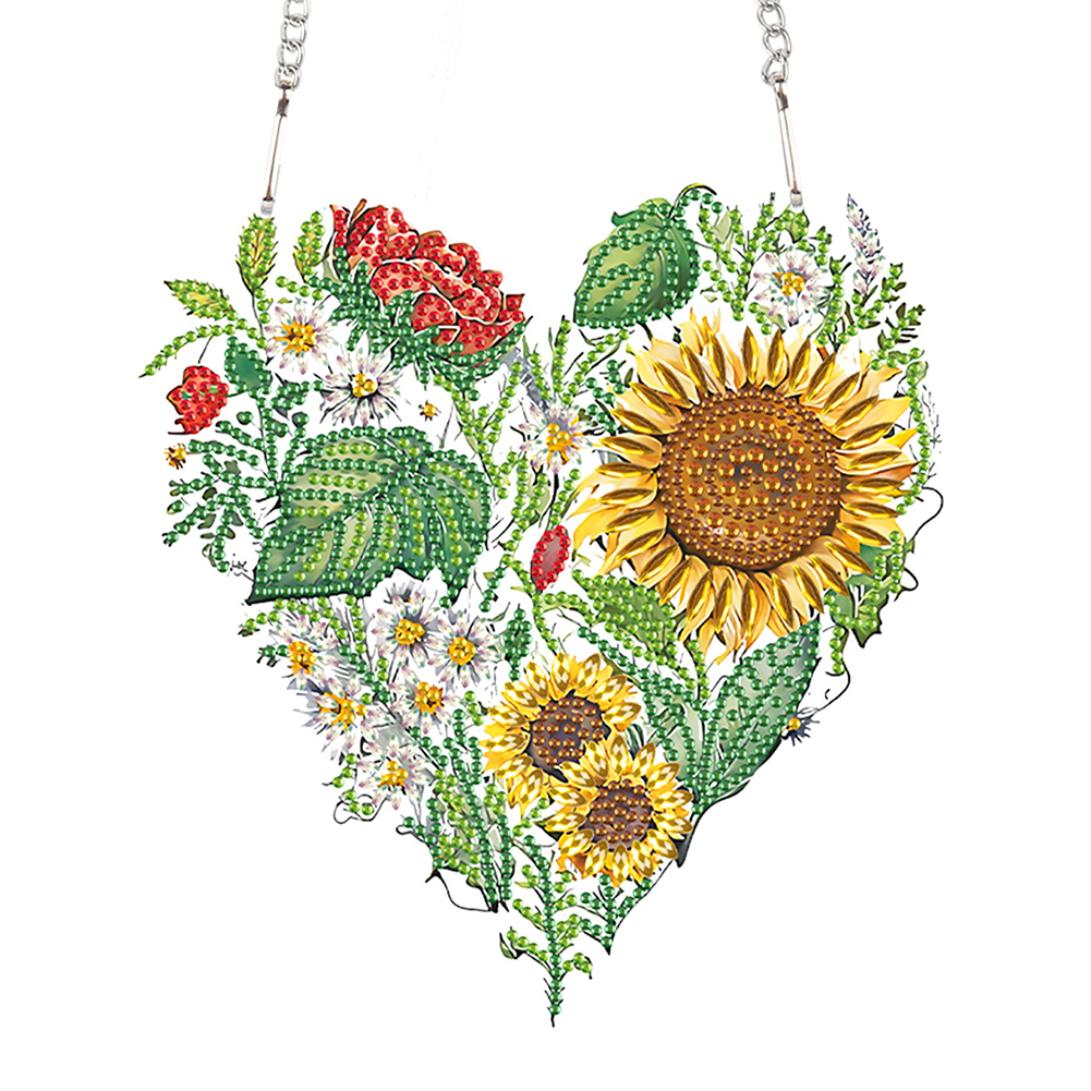 Love Sunflower Special Shaped Diamond Painting Hanging Wreath for Home Decor(#4)