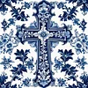 (Stamped/Counted) Blue And White Porcelain-Cross-14CT Cross Stitch 40*40cm/15.75*15.75in