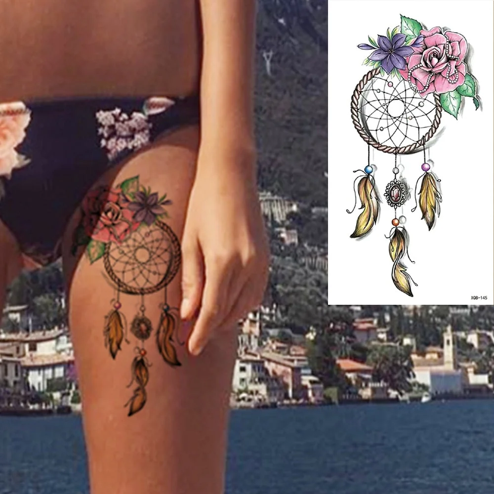Waterproof Temporary Tattoo Sticker Snake Dragon Rose Flower Flash Tattoos Eagle Skull Body Art Arm Fake Sleeve Tatoo Women Men