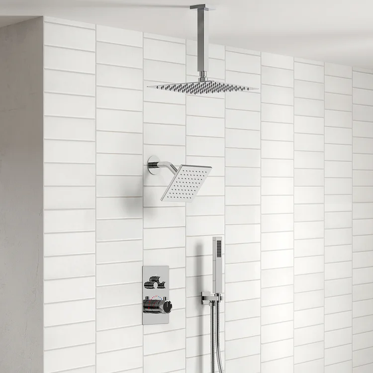SFS-1077-CH6 Single-Handle 2-Spray 6 in. Wall Mount Dual Shower Head Fixed and Handheld Shower Head in Chorme