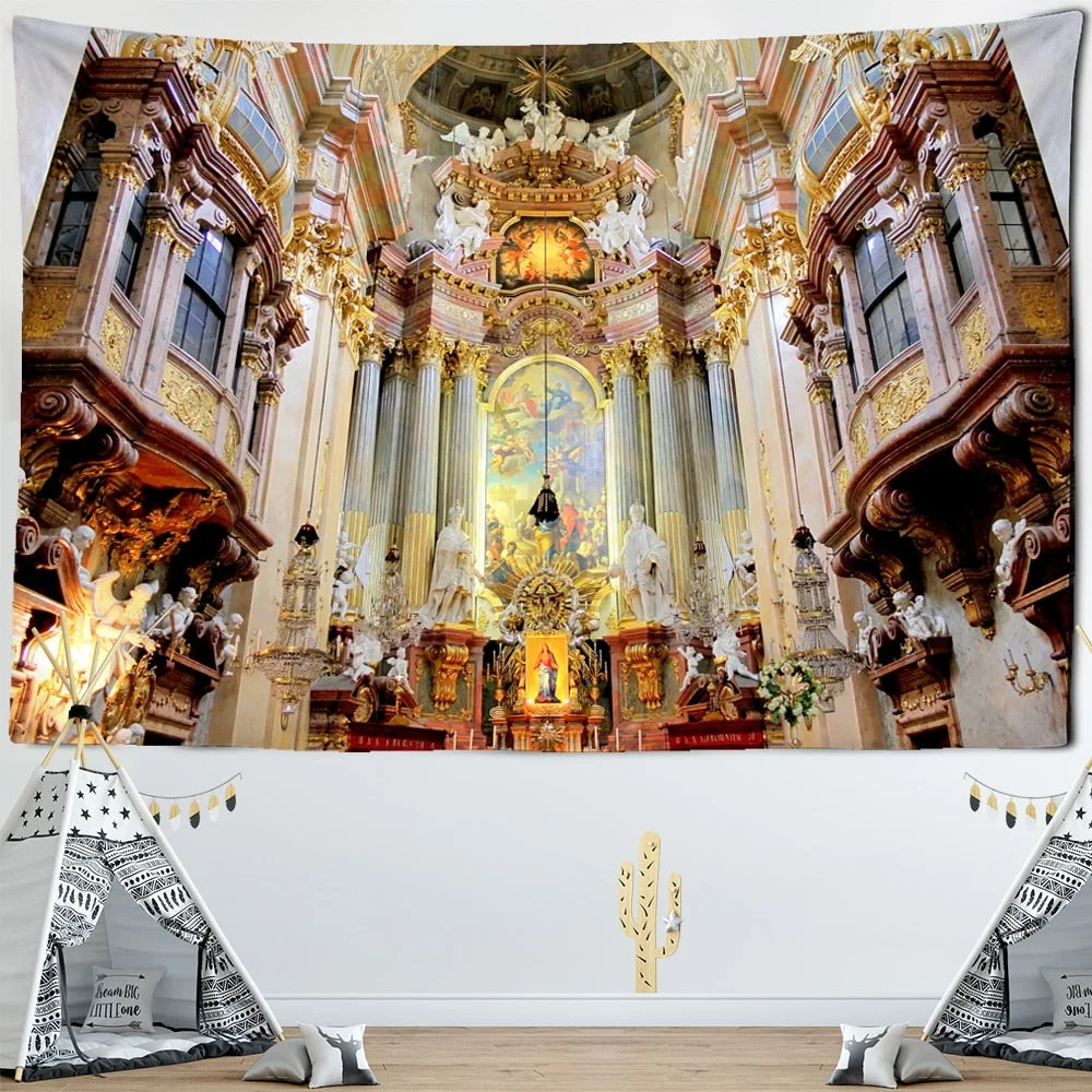 Vienna Christian Church Tapestry Home Boho Decor Witchcraft Wall Art Mural Drop Wall Cloth Christ Lord Angel Wall Tapestry