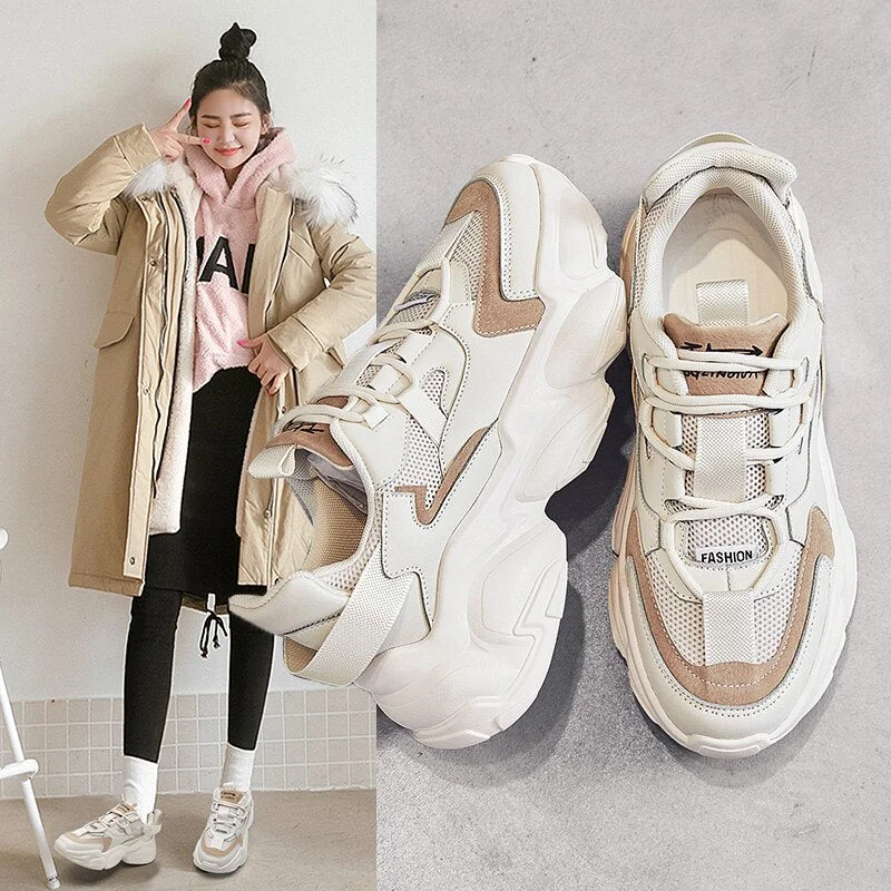 Women's Platform Sneakers Women Shoes 2021 Korean Designer Casual Chunky Sport Shoes Vulcanized Tennis Basket Femme zapatillas