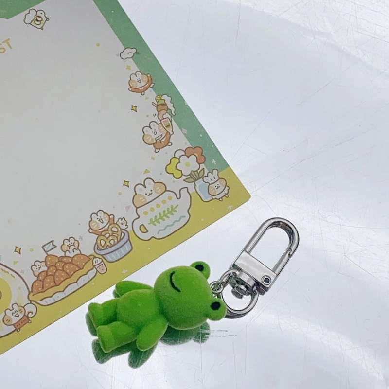 Cute Sweet Frog Alloy Flocking Bag Pendant Keychain