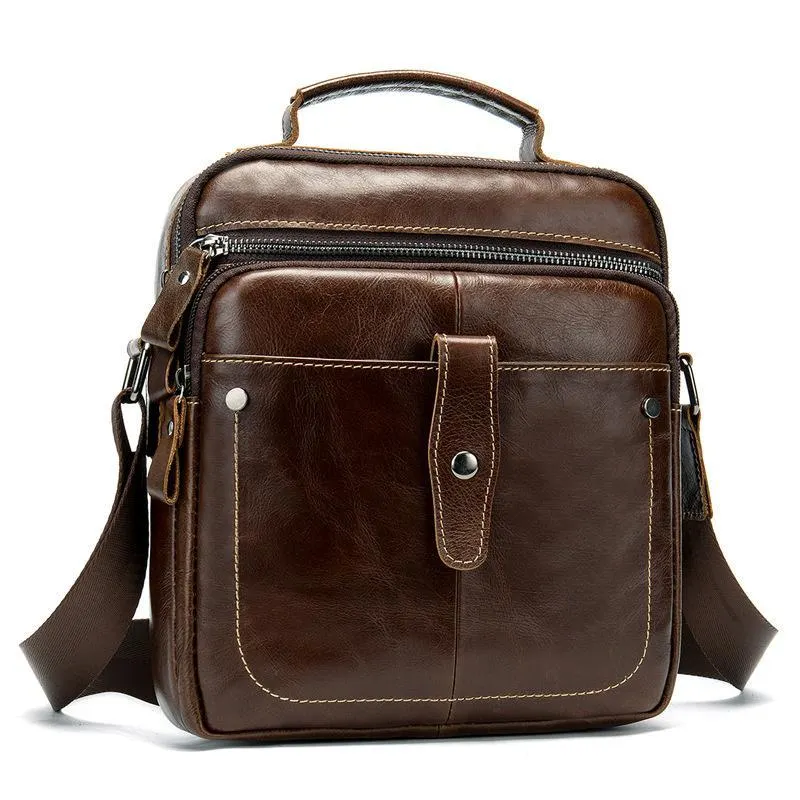 Classic Leather Crossbody Bag Outdoor Casual Shoulder Bag Handbag For Men