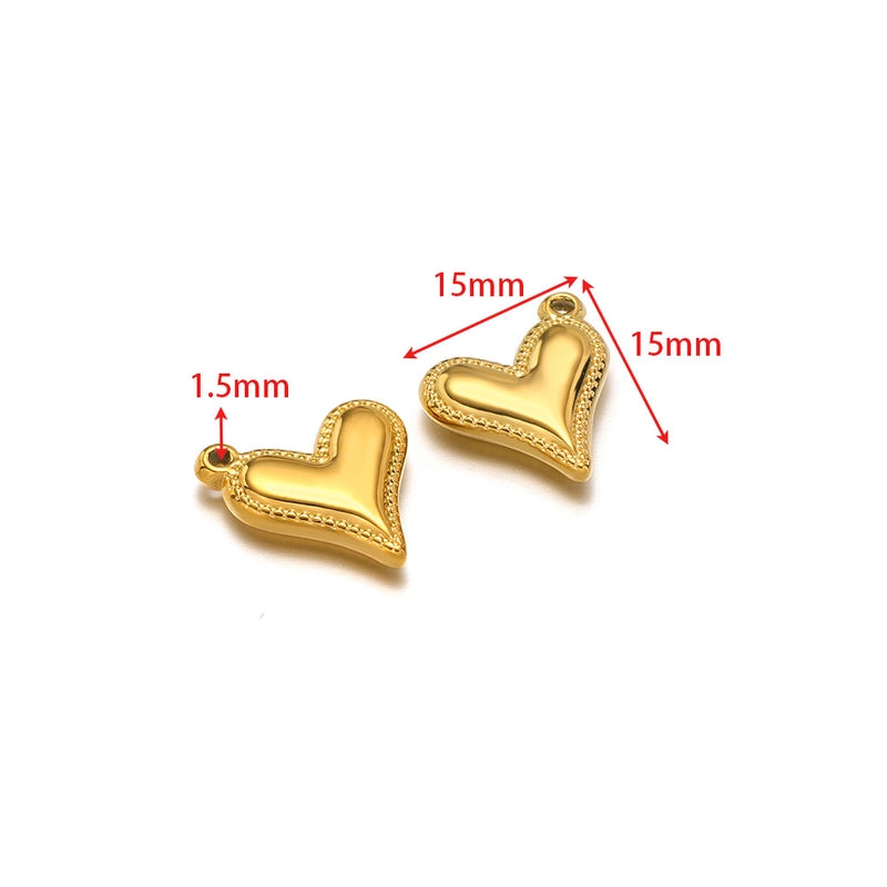 5 PCS/Package 14*17mm 304 Stainless Steel Heart Shape Pendant Jewelry Accessories