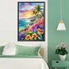 (40*60cm)Seaside Coconut Trees Flowers - Full Round Drill Diamond Painting