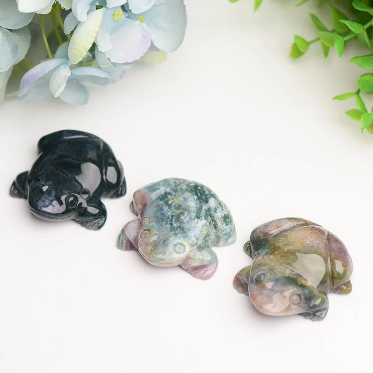 2.0 Moss Agate Frog Crystal Carving Bulk Wholesale