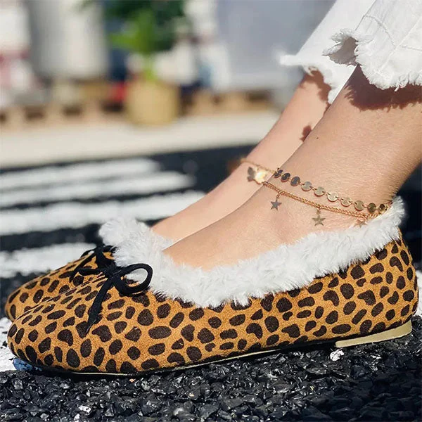 Women's Cozy Faux Suede Furry Flats
