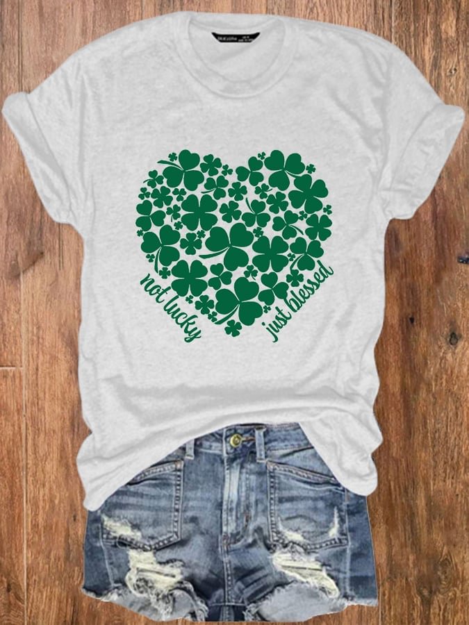 🔥Buy 2 Get 5% Off🔥Women's St Patrick's Day Not Lucky Just Blessed Print T-Shirt