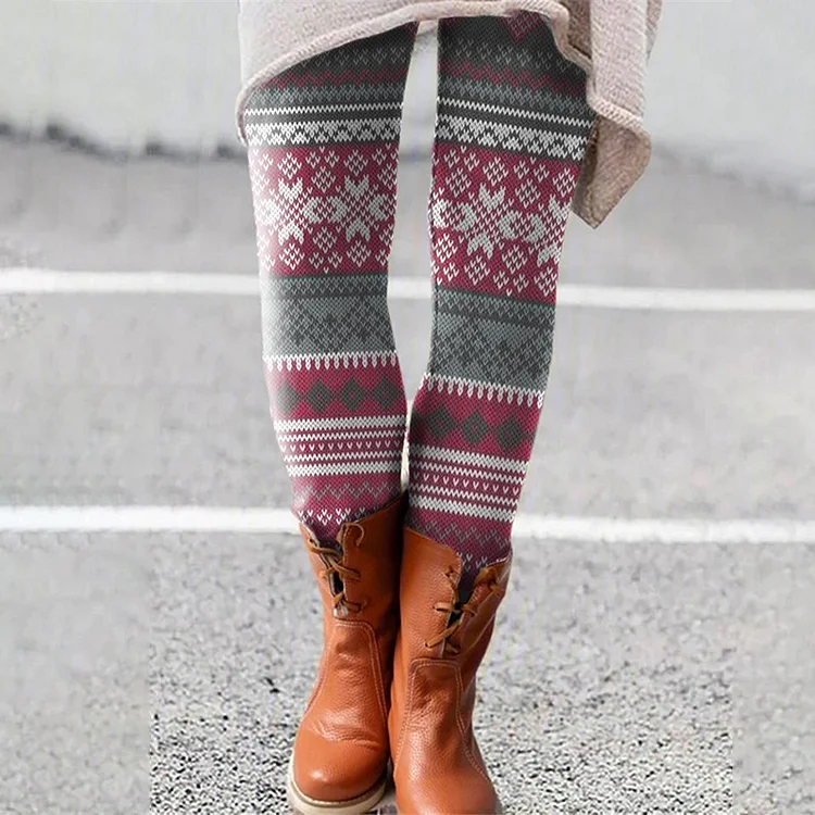 Vintage Icelandic Sweater Print Leggings