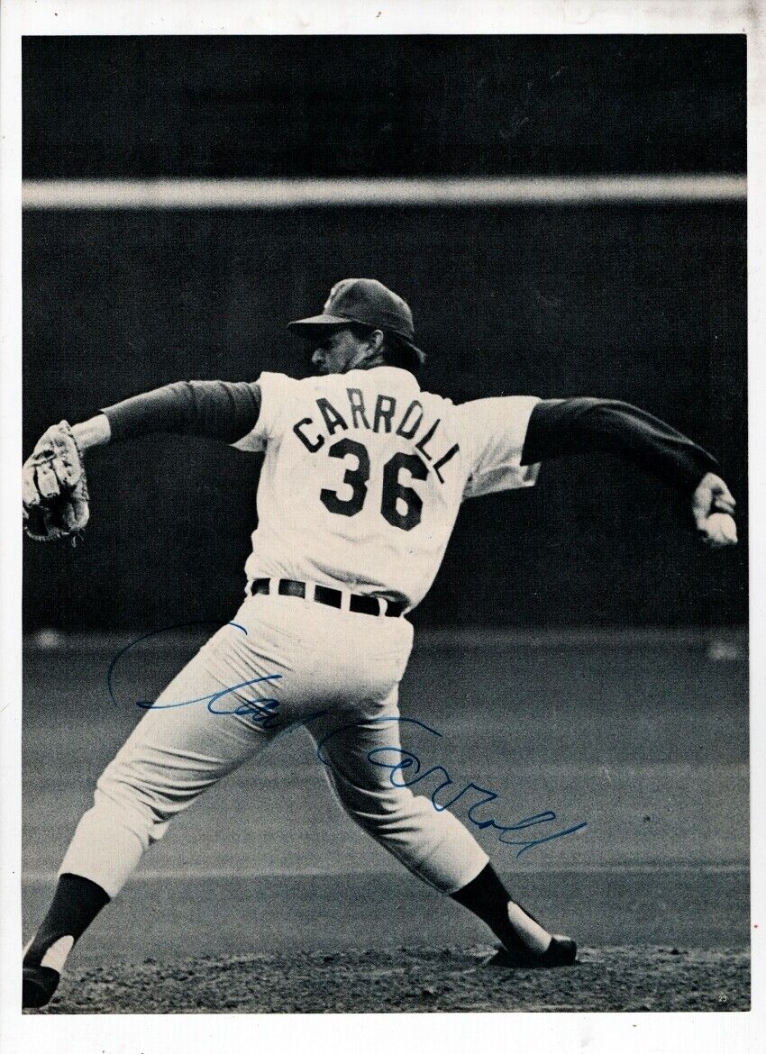 CLAY CARROLL-CINCINNATI REDS AUTOGRAPHED 8X11 VINTAGE ACTION Photo Poster painting