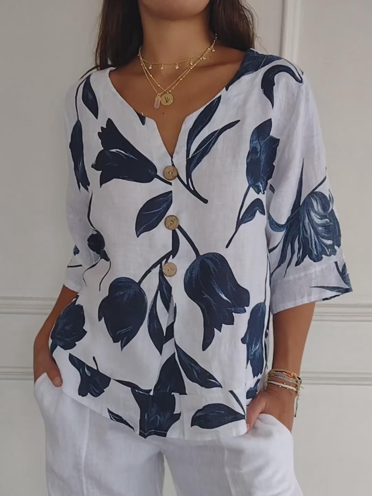 🔥HOT SALES 49% OFF🌷Printed V-neck Tunic Top🌷