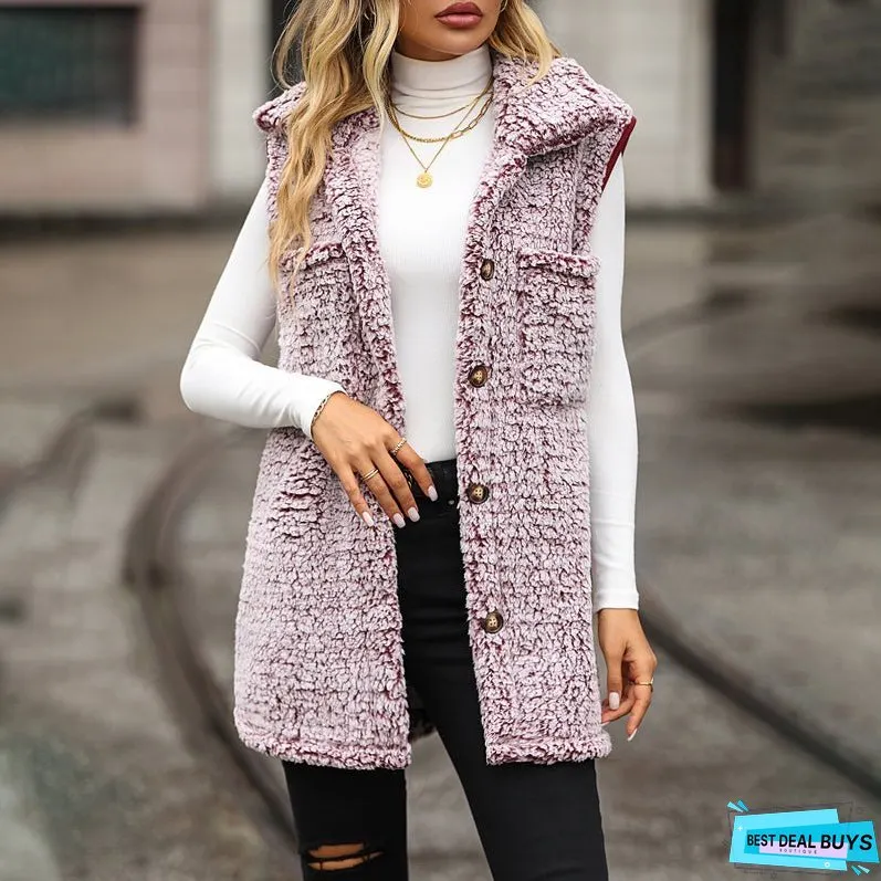 Casual Plush Vest Cardigan