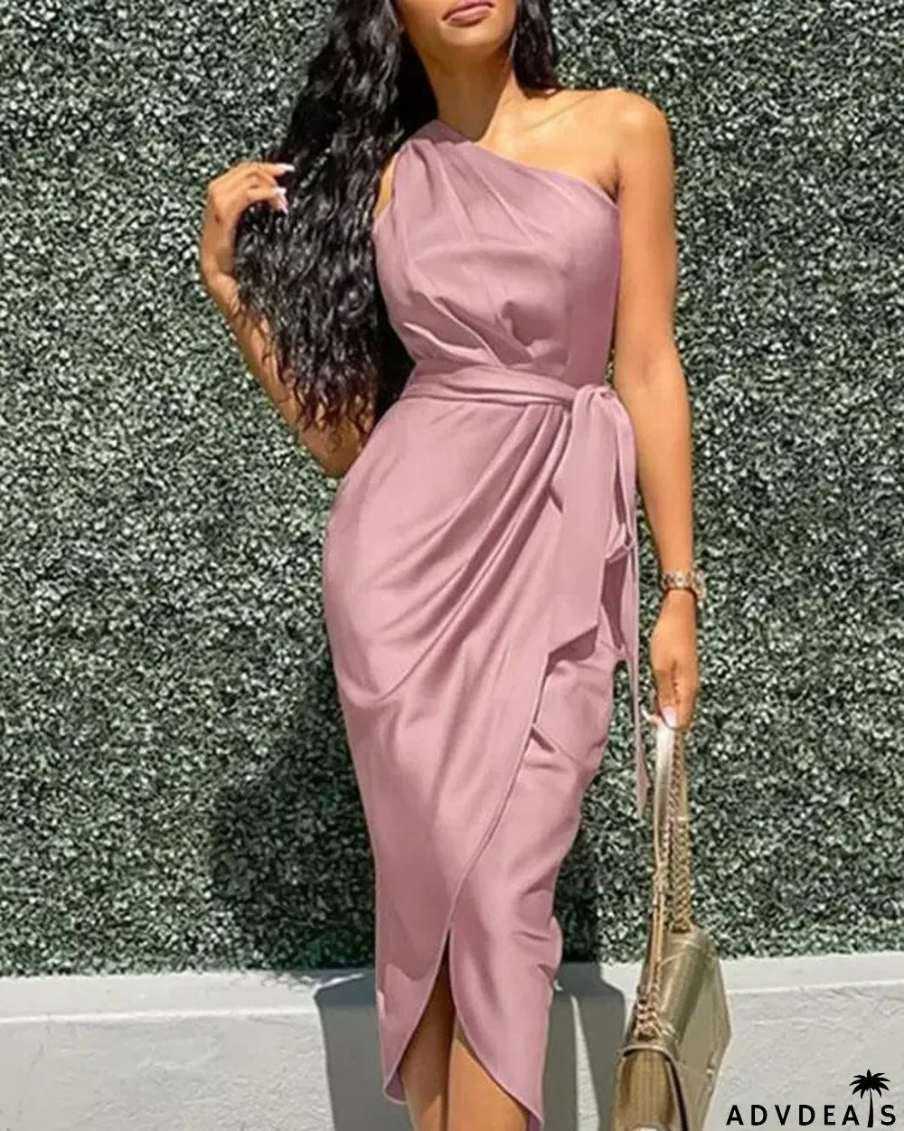 Oblique Shoulder Sheath Party Dress