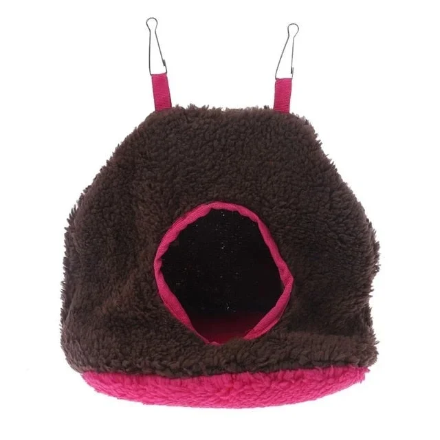Plush Parrot Hammock Cage Bird Hanging Bed House Nest Tent Winter Warm