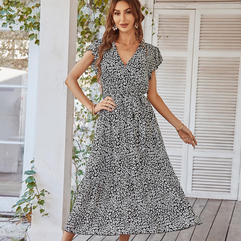 Summer Mature Ladies Belt Boho Floral Casual Party Beach Dress